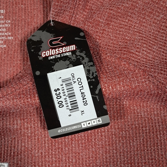 Oklahoma Sooners Colosseum Atlethics Youth XL (20) Long Sleeve Red Raglan Shirt - Picture 4 of 10